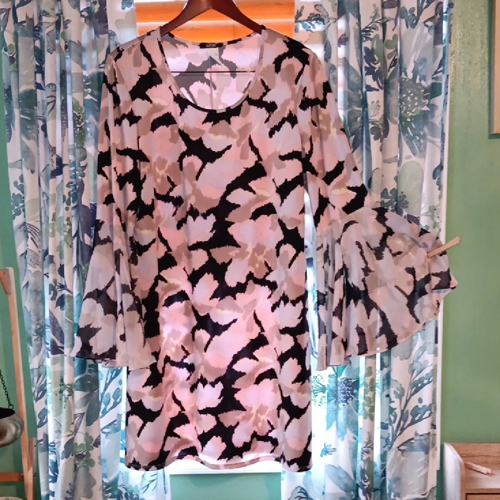 MSK Black and Pink Abstract Dress